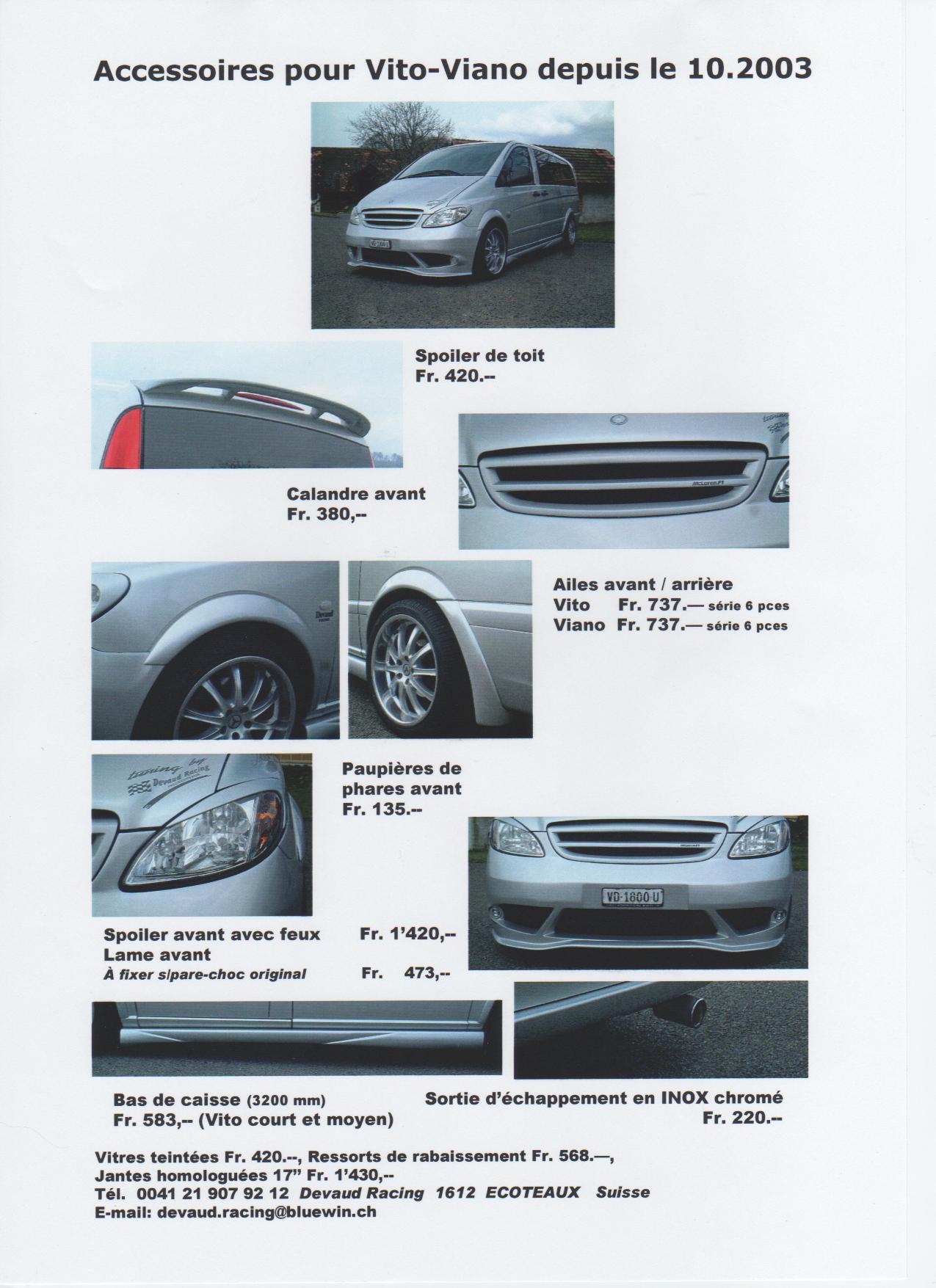 Vito nouveau liste de prix